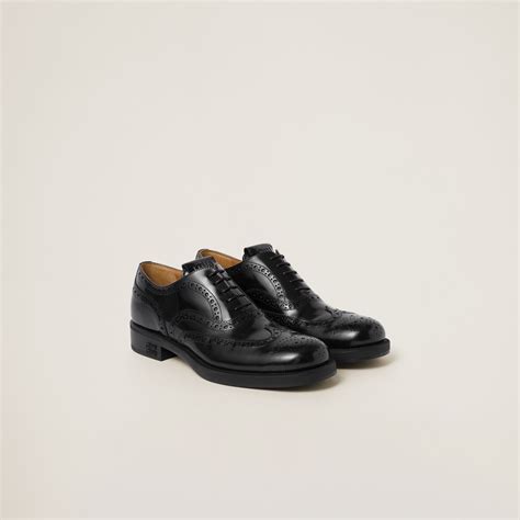 prada brogues air|Black Brushed Leather Oxford Brogue Shoes .